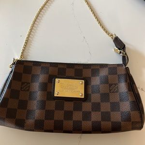 LOUIS VUITTON - LV Damier Ebene Eva Chain Strap w/ Leather Crossbody Strap